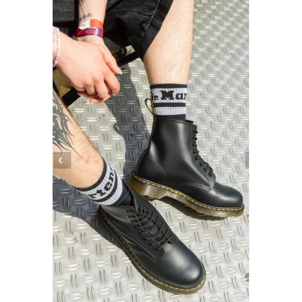 Dr Martens 1460 Combat Boot Black Leather Women's Size 9